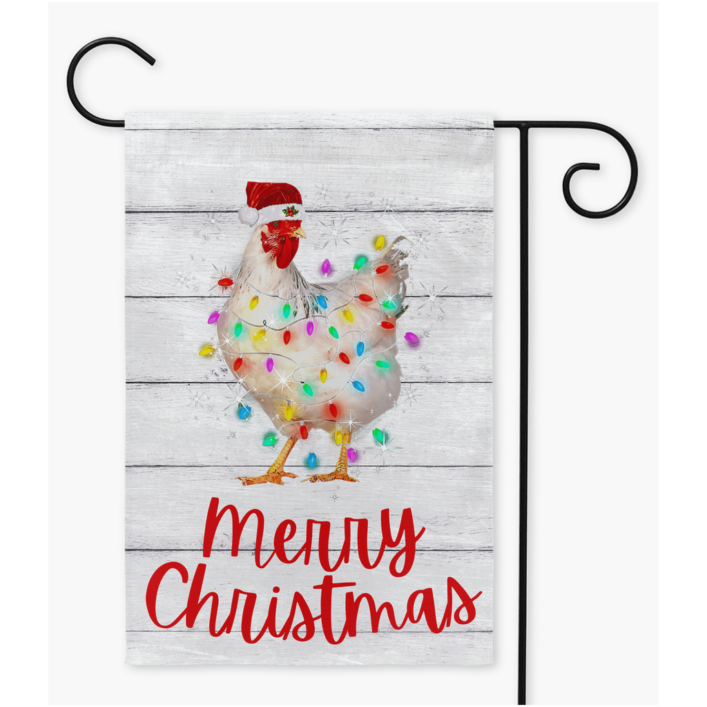Holiday Lights Chicken Garden Flag (Single or Double Sided)