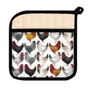 Colorful Chickens Pot Holder with Pocket