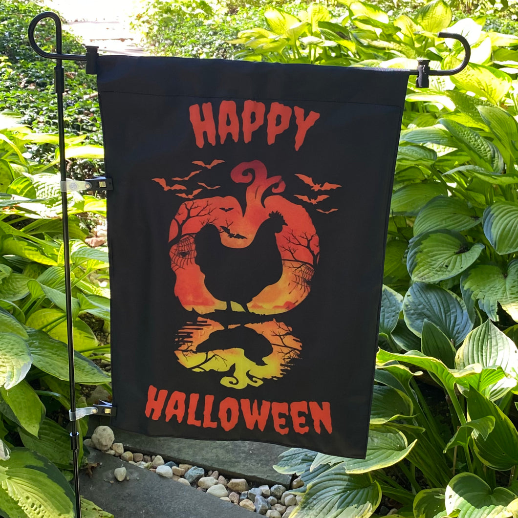 Happy Halloween Chicken Garden Flag