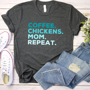 Coffee Chickens Mom Repeat Short-Sleeve Unisex T-Shirt