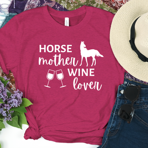 Horse Mother Wine Lover Short-Sleeve Unisex T-Shirt White Text