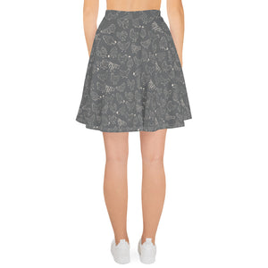 Grey Hen Print Skater Skirt