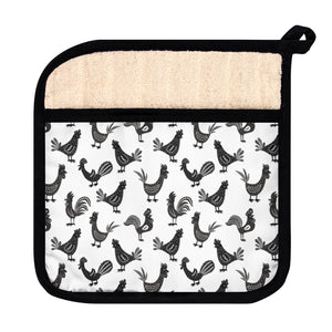 Repeating Roosters Pot Holder with Pocket