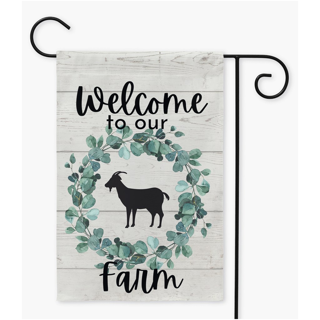 Welcome to our Farm w/Goat Garden Flag