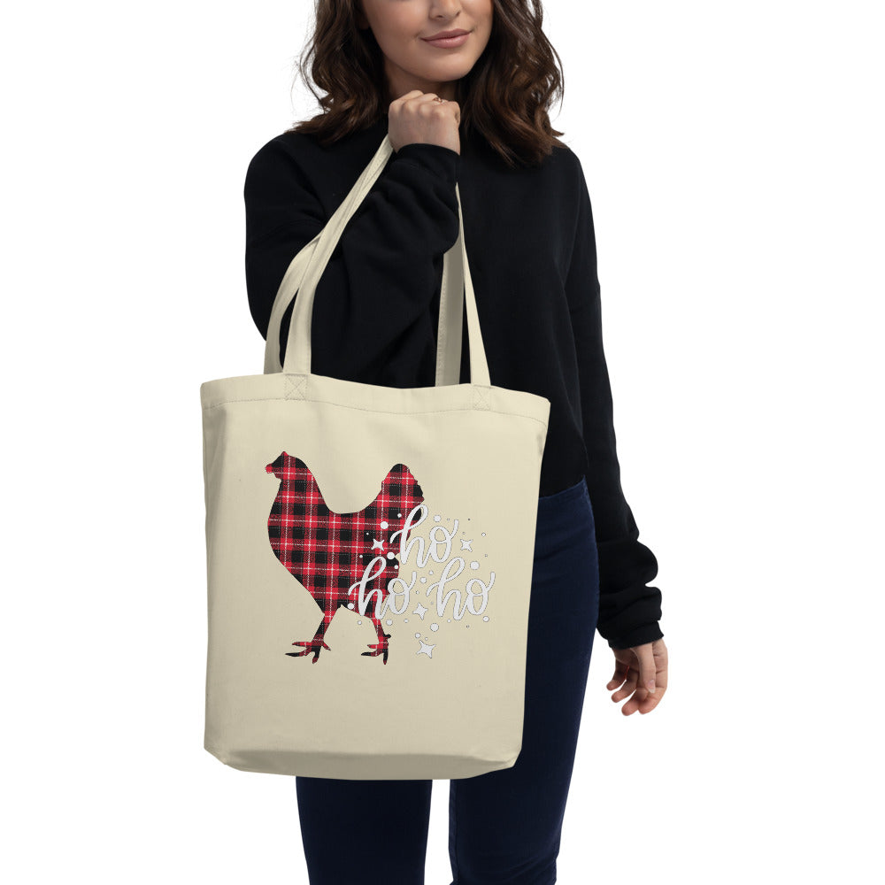 Ho Ho Ho Christmas Chicken Organic Canvas Tote Bag