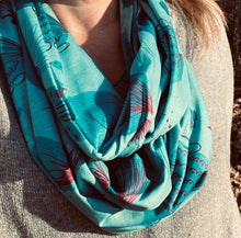 Load image into Gallery viewer, Teal Hens Pocket Infinity Scarf
