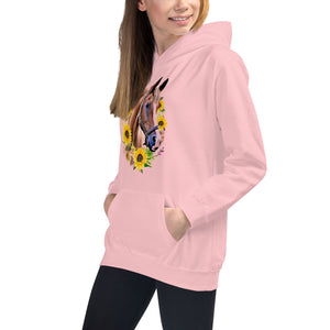 Horse with Flowers (no text) Kids Hoodie