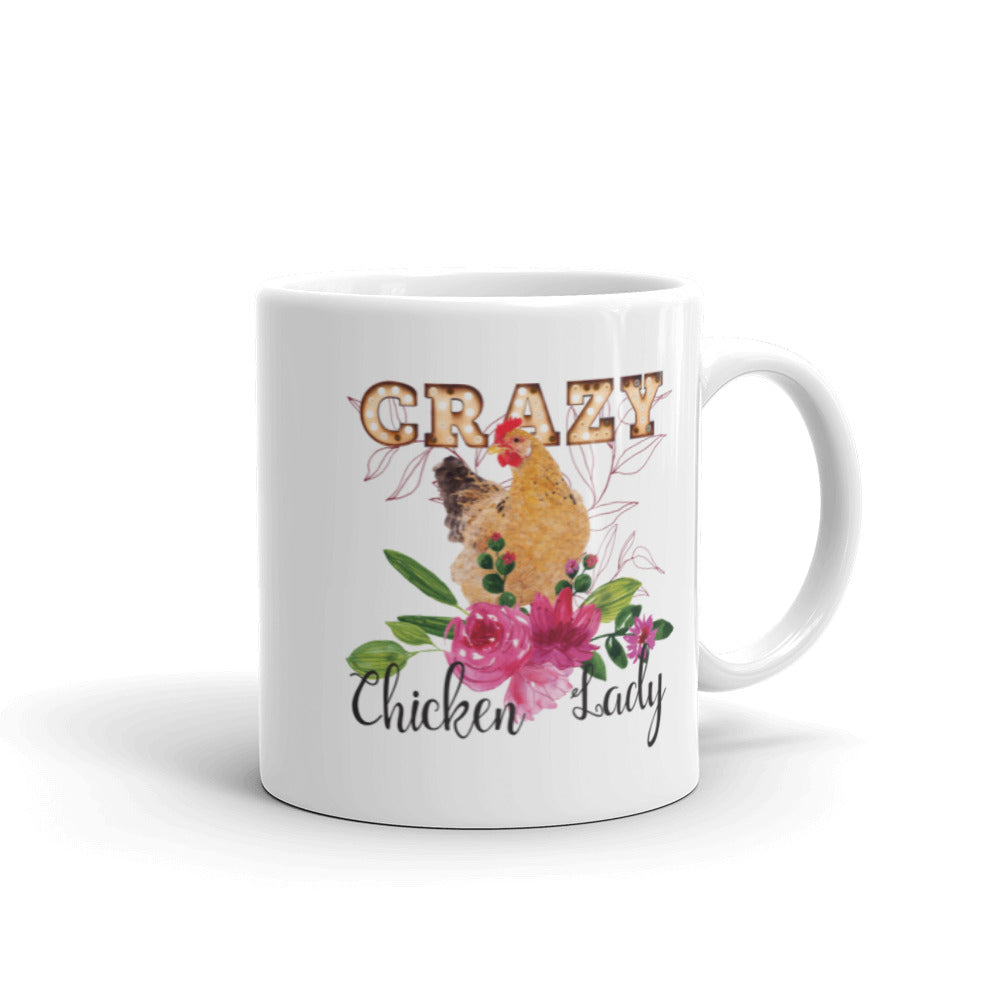 Crazy Chicken Lady Floral Mug