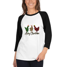 Load image into Gallery viewer, Merry Christmas Chicken 3/4 sleeve raglan shirt
