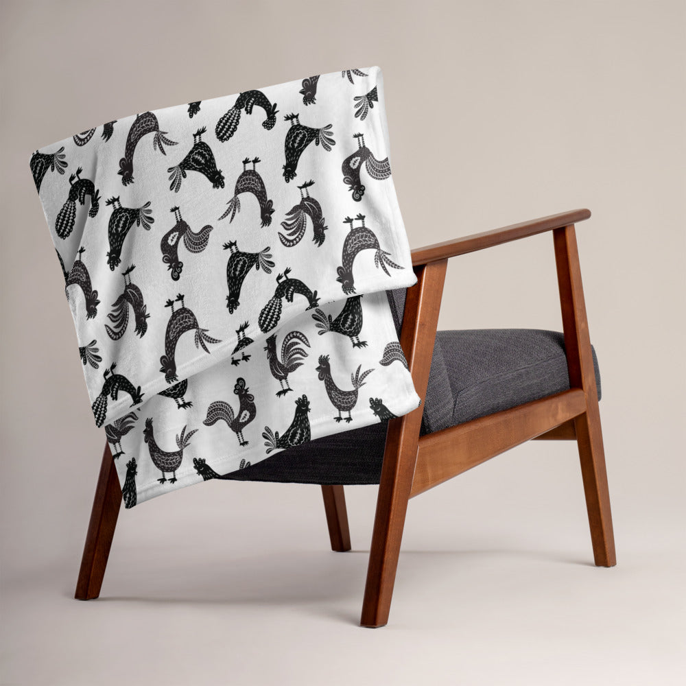 Repeating Roosters Throw Blanket