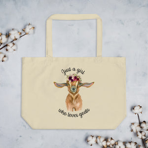 Just a Girl Who Loves Goats Large organic tote bag