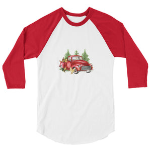 Holiday Red Truck 3/4 Sleeve Raglan Shirt