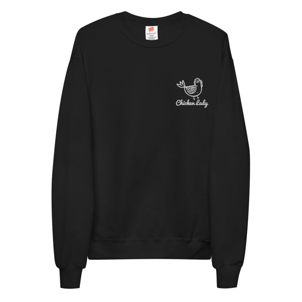 Chicken Lady Embroidered Unisex Fleece Sweatshirt