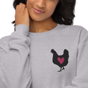 Chicken Love Embroidered Unisex Fleece Sweatshirt