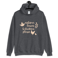 Load image into Gallery viewer, Autumn Leaves &amp; Chickens Please Unisex Hoodie
