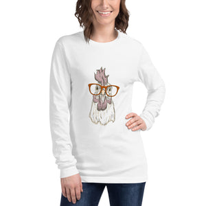 Chicken with Glasses Unisex Long Sleeve Tee
