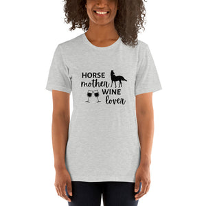 Horse Mother Wine Lover Short-Sleeve Unisex T-Shirt Black Text