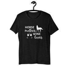 Load image into Gallery viewer, Horse Mother Wine Lover Short-Sleeve Unisex T-Shirt White Text

