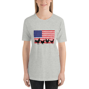 Chickens and Flag Short-Sleeve Unisex T-Shirt