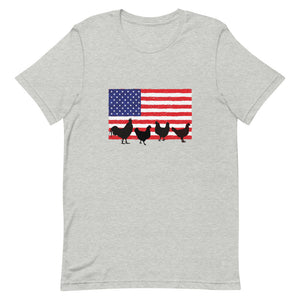 Chickens and Flag Short-Sleeve Unisex T-Shirt