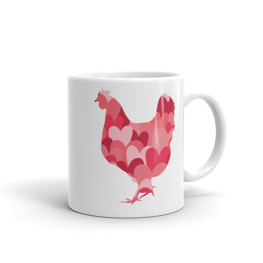 Chicken Silhouette Hearts Mug