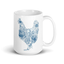 Load image into Gallery viewer, Chicken Silhouette Blue Floral Mug
