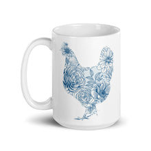 Load image into Gallery viewer, Chicken Silhouette Blue Floral Mug
