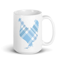 Load image into Gallery viewer, Chicken Silhouette Blue Plaid Mug

