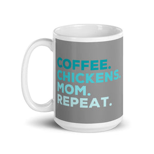 Coffee Chickens Mom Repeat Ceramic Mug