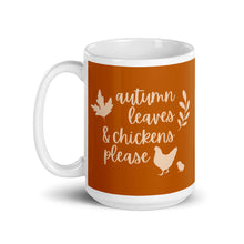 Load image into Gallery viewer, Autumn Leaves &amp; Chickens Please Ceramic Mug
